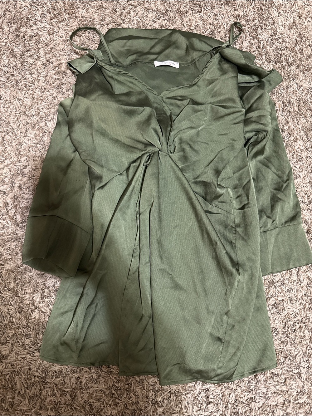 Olive Green Twist-Front Women's Dress